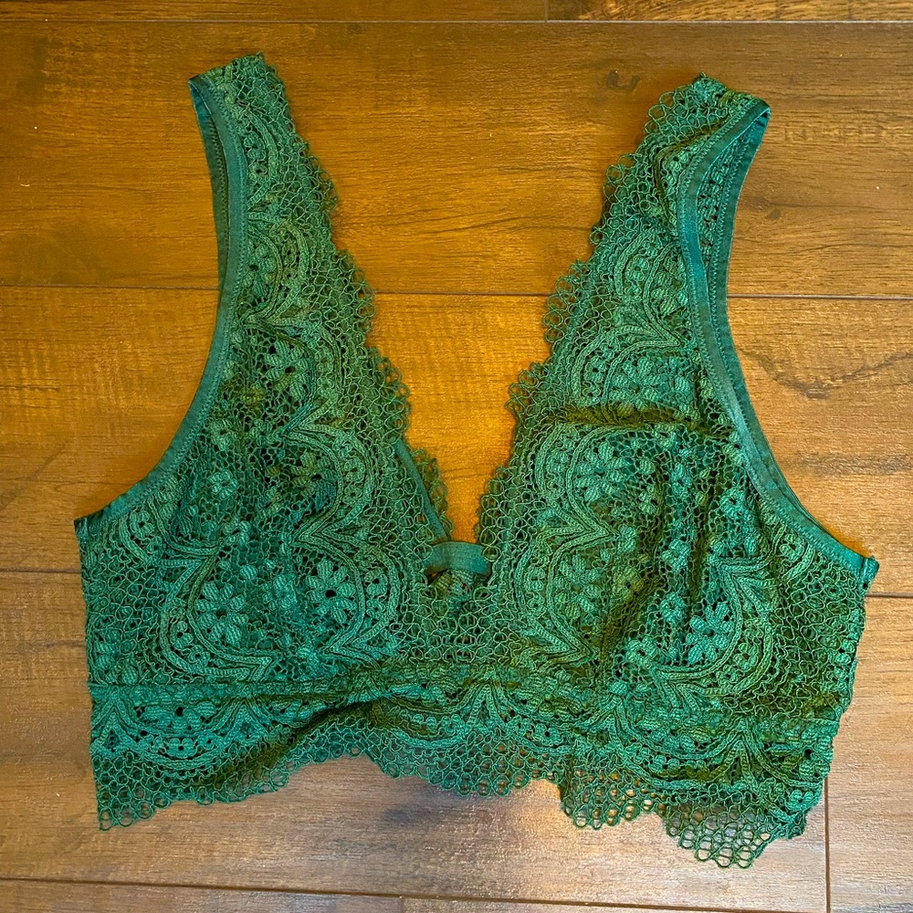 VS green lace bralette. Size large